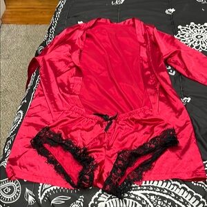 Elegant Red Satin Lingerie Set